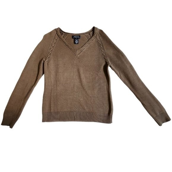 Jones New York Signature brown v neck sweater sz M - Picture 1 of 12